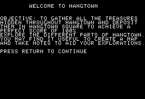 The Hangtown Trilogy (Apple II) screenshot: The Goal of Hangtown