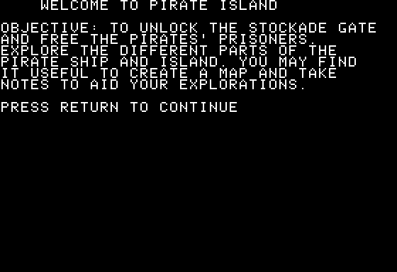 The Hangtown Trilogy (Apple II) screenshot: Pirate Island Adventure