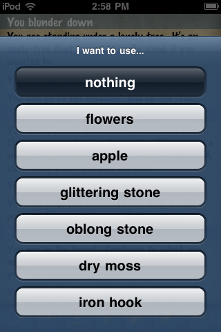 Belegost (iPhone) screenshot: Inventory use