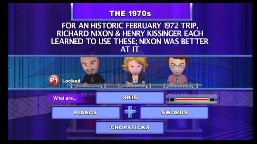 Jeopardy! (Wii) screenshot: Final Jeopardy is always multiple choice, regardless of difficulty.