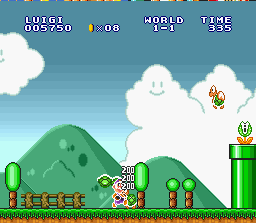 Super Mario All-Stars + Super Mario World (SNES) screenshot: Hyper Luigi?!?