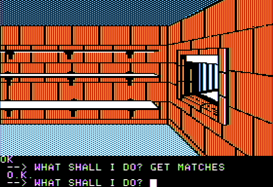 Scott Adams' Graphic Adventure #5: The Count (Apple II) screenshot: Up in the Pantry