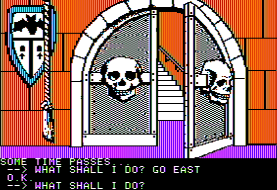 Scott Adams' Graphic Adventure #5: The Count (Apple II) screenshot: At the Front Door
