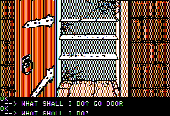 Scott Adams' Graphic Adventure #5: The Count (Apple II) screenshot: Exploring a Pantry