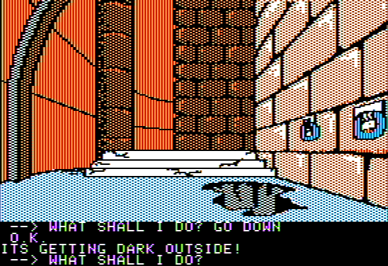 Scott Adams' Graphic Adventure #5: The Count (Apple II) screenshot: I Explore the Dungeon