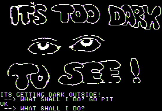 Scott Adams' Graphic Adventure #5: The Count (Apple II) screenshot: It's Too Dark to See