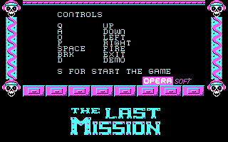 The Last Mission (PC Booter) screenshot: Main menu