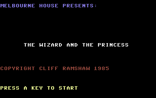 The Wizard and the Princess (Commodore 16, Plus/4) screenshot: Title Screen