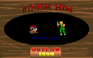 Outlaw 1997 (DOS) screenshot: The shareware version sometimes forgets the game's supposed to take place in 1997.