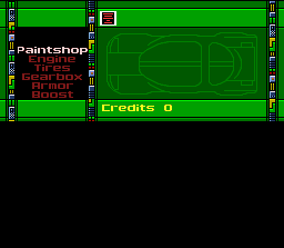 Top Gear 3000 (SNES) screenshot: It can be said that here it is the game "store". Play and see why!