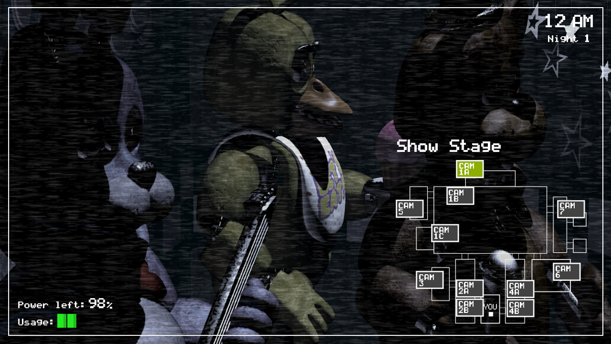 Five Nights at Freddy's (Windows) screenshot: Looking through the video cameras