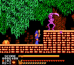 Astyanax (NES) screenshot: Round 2-1 REDROAD