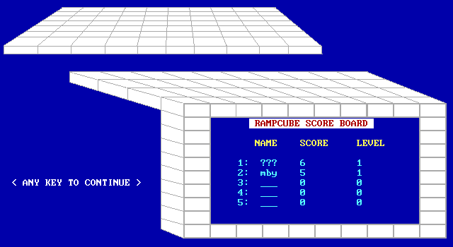 Rampcube (DOS) screenshot: There is a high score table