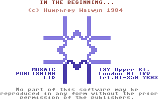 In the Beginning... (Commodore 64) screenshot: Title Screen