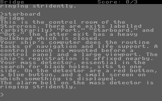 Starcross (Commodore 16, Plus/4) screenshot: On the Bridge
