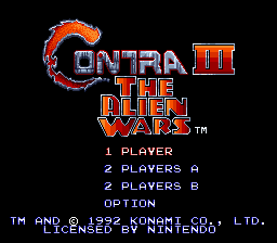 Contra III: The Alien Wars (SNES) screenshot: Title screen