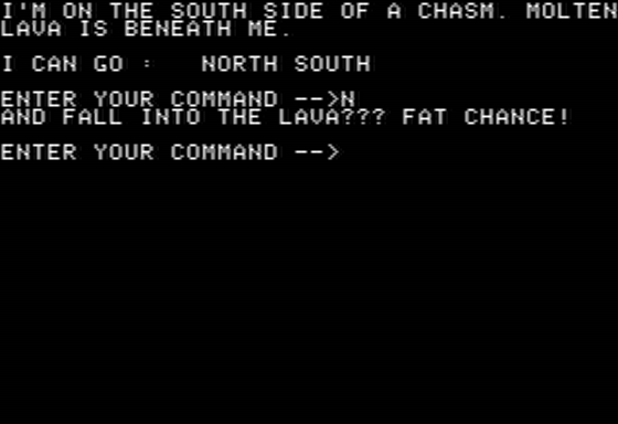 Journey to the Center of the Earth Adventure (Apple II) screenshot: Not Ready to Toss Myself into Lava