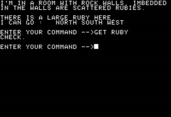 Journey to the Center of the Earth Adventure (Apple II) screenshot: I Found a Giant Ruby