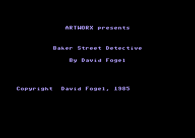 Baker Street Detective (Commodore 64) screenshot: Title Screen