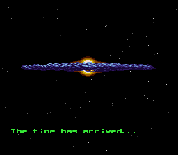 Top Gear 3000 (SNES) screenshot: The galaxy where the game is situated. It's here that the emotion starts!
