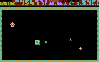 Droid One (Commodore 16, Plus/4) screenshot: Couple of humans to collect