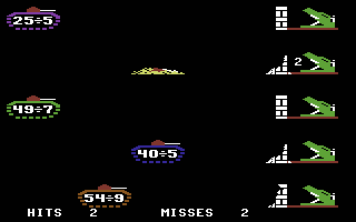 Demolition Division (Commodore 64) screenshot: One tank destroyed, four others still presenting a danger