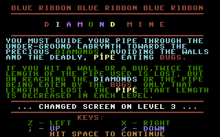 Diamond Mine (Commodore 16, Plus/4) screenshot: Title Screen