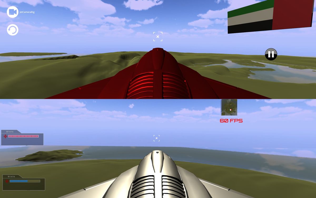 Birchian Flight Simulator (Windows) screenshot: The multiplayer game. The mini map is pretty useless and stay away from that flag - it is solid