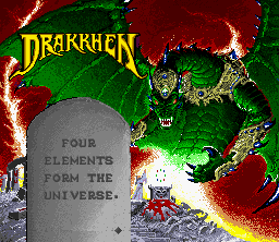 Drakkhen (SNES) screenshot: Title screen together with the story