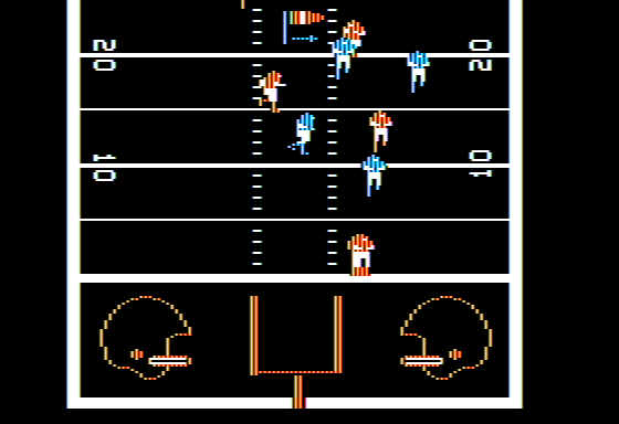 Quarterback (Apple II) screenshot: Caught in the End Zone