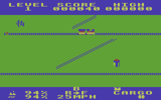 Locomotion (Commodore 16, Plus/4) screenshot: Pulling a truck