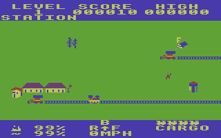 Locomotion (Commodore 16, Plus/4) screenshot: Lets drive the train