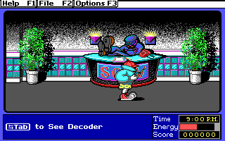 Super Solvers: OutNumbered! (DOS) screenshot: The beginning location (EGA)