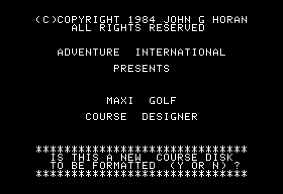 Maxi Golf (Apple II) screenshot: Title Screen