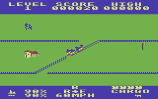 Locomotion (Commodore 64) screenshot: Pulling a truck
