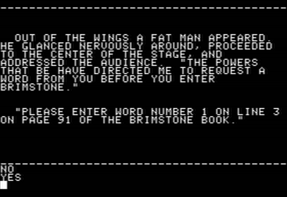 Brimstone (Apple II) screenshot: Copy Protection