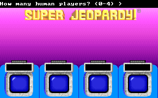 Super Jeopardy! (DOS) screenshot: Choosing Number of Players, 0 to 4