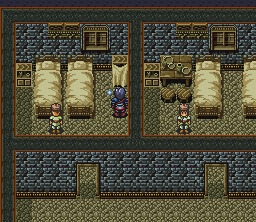 Granhistoria: Genshi Sekaiki (SNES) screenshot: In a house in your home village