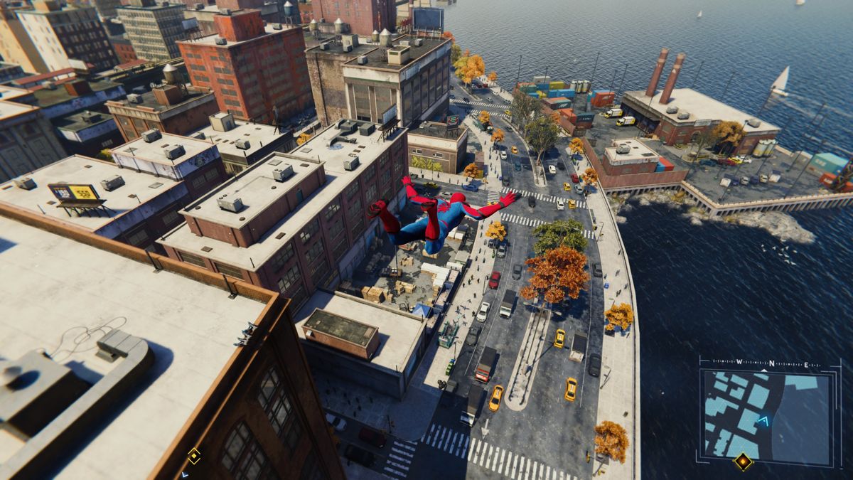 Marvel Spider-Man (PlayStation 4) screenshot: Free fall from any height is non-fatal