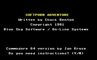 Softporn Adventure (Commodore 64) screenshot: Title screen