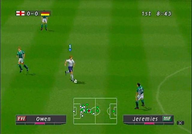 ISS Pro Evolution 2 (PlayStation) screenshot: Middle View