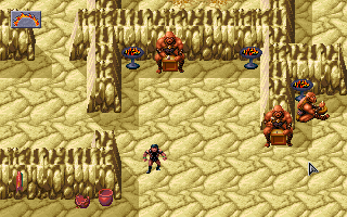 Dark Sun: Shattered Lands (DOS) screenshot: This is a monster village! Monsters are working and generally live their lives