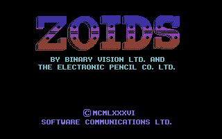 Zoids (Commodore 64) screenshot: Title screen