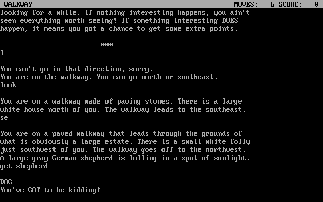 Granny's Place (DOS) screenshot: First steps