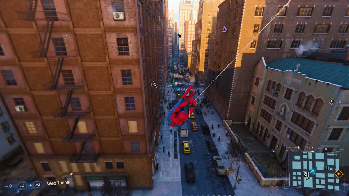 Marvel Spider-Man (PlayStation 4) screenshot: Streets of New York are constantly busy and filled with cars and pedestrians
