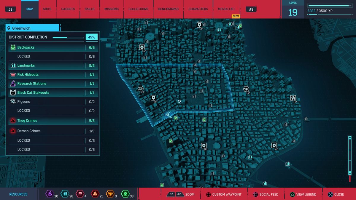 Marvel Spider-Man (PlayStation 4) screenshot: City map