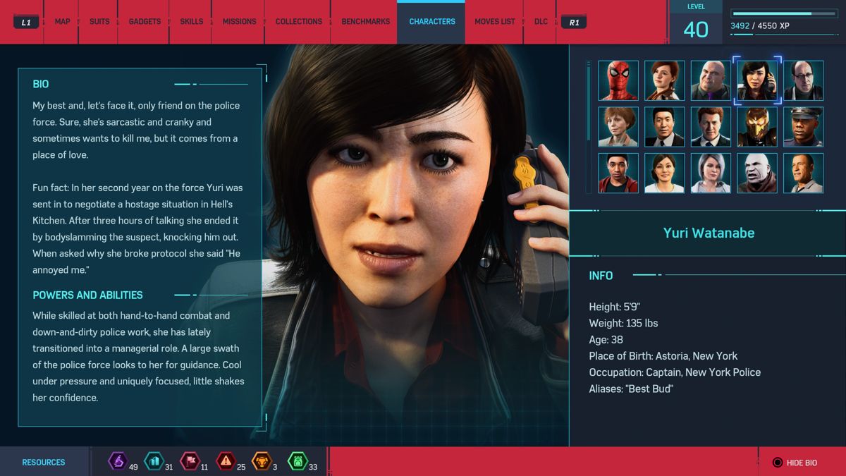 Marvel Spider-Man (PlayStation 4) screenshot: Characters