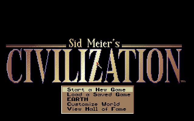 Sid Meier's Civilization (DOS) screenshot: Start new game Page