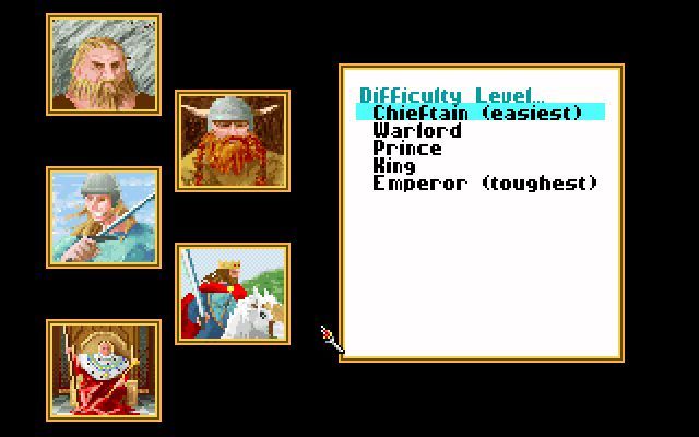 Sid Meier's Civilization (DOS) screenshot: Select Difficulty level