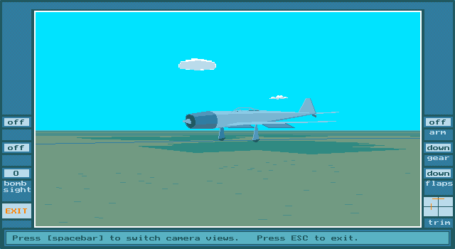 Flight Action (DOS) screenshot: external view